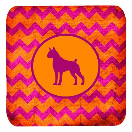 Boxer Chevron Pink And Orange Foam Coasters- Set Of 4